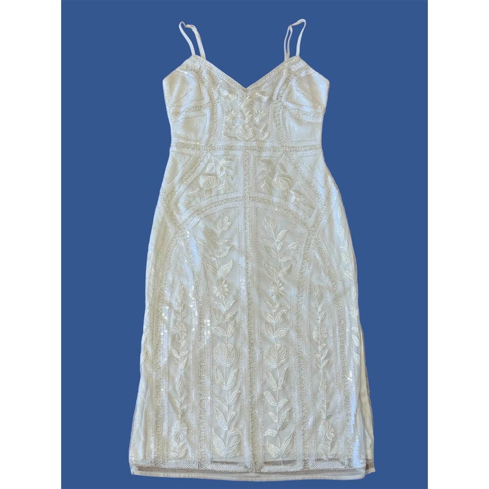 Lulu's White Beaded Midi Dress